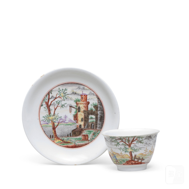 A Meissen Hausmaler teabowl and saucer, circa 1720-25, possibly decorated in Vienna, circa 1725-35 - 图2